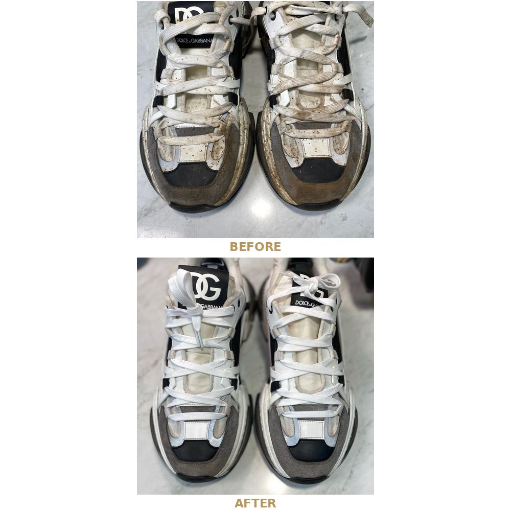 Full sneaker restoration before and after — Dolce & Gabbana sneakers restored by Sneaker Spa Sydney