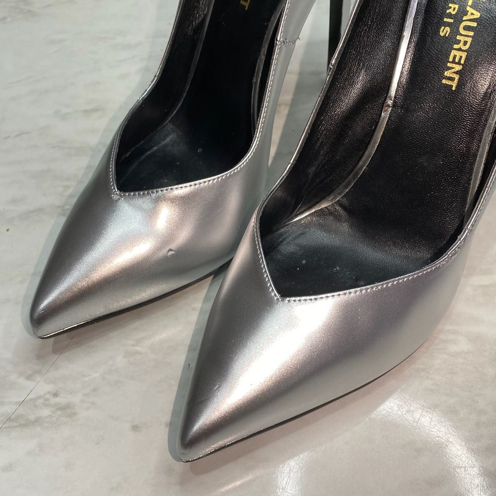 Signature clean for heels and boots — Saint Laurent metallic stilettos restored by Sneaker Spa Sydney