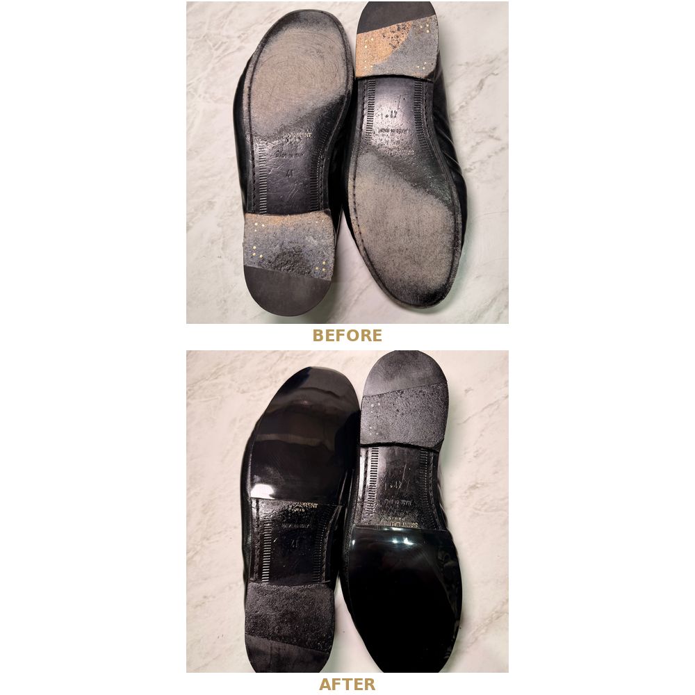 Sole swap and resole before and after — designer dress shoes resoled by Sneaker Spa Sydney
